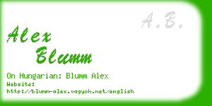 alex blumm business card